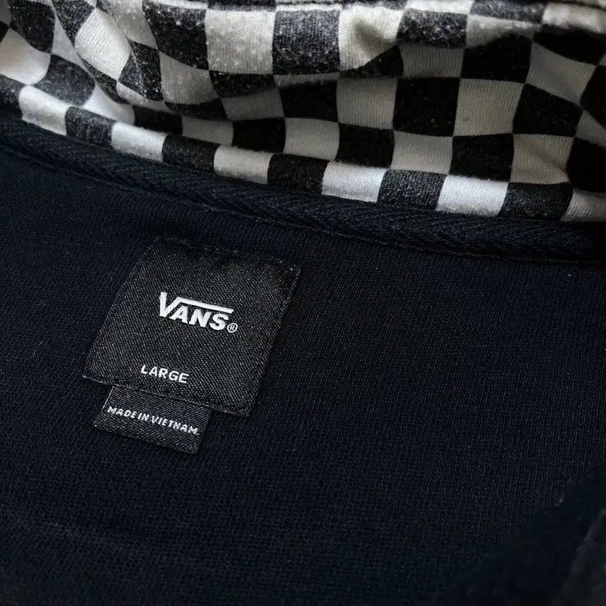 [BUNJANG] Vans Checkerboard Half-Zip Sweatshirt [Black] L / 반스 체커보드 사이드라인 하프집업 맨투맨 [블랙] L/100