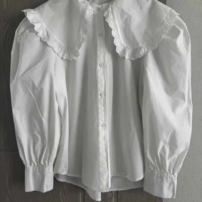 [BUNJANG] LAN White Lace Collar Cotton Blouse / LAN 화이트 레이스 카라 면 블라우스