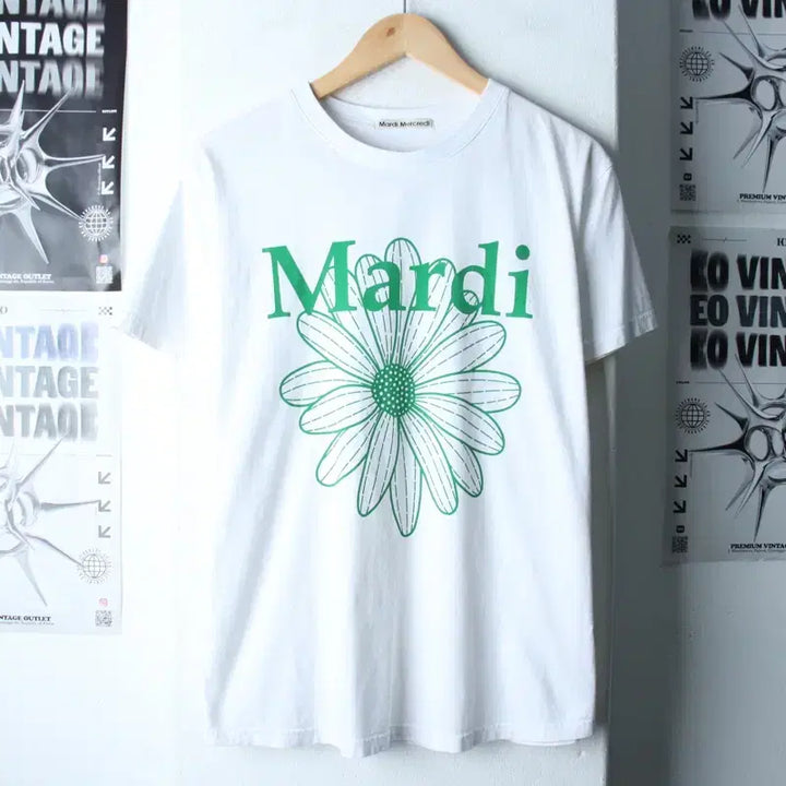 [BUNJANG] Mardi Mercredi Big Logo Flower T-shirt / W(F) 마르디메르크디 반팔 티셔츠 빅로고 플라워 화이트-1830B