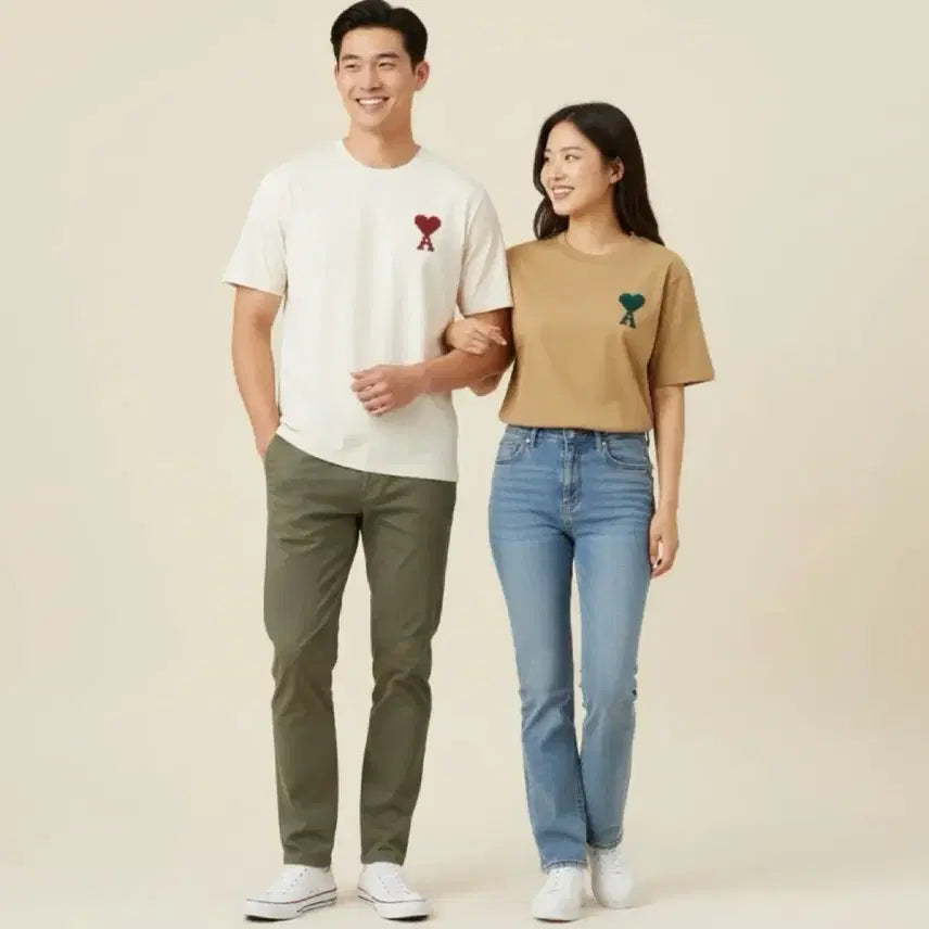 [SOLD OUT] QR정품인증*아미 빅 로고 반팔티 베이지/아이보리 미개봉 새상품