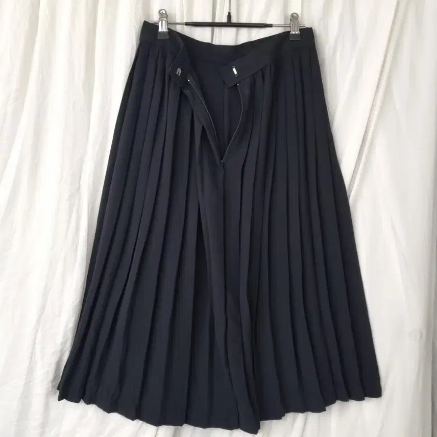 [BUNJANG] Black Pleated Long Skirt / 블랙 쉬폰 플리츠 롱 스커트