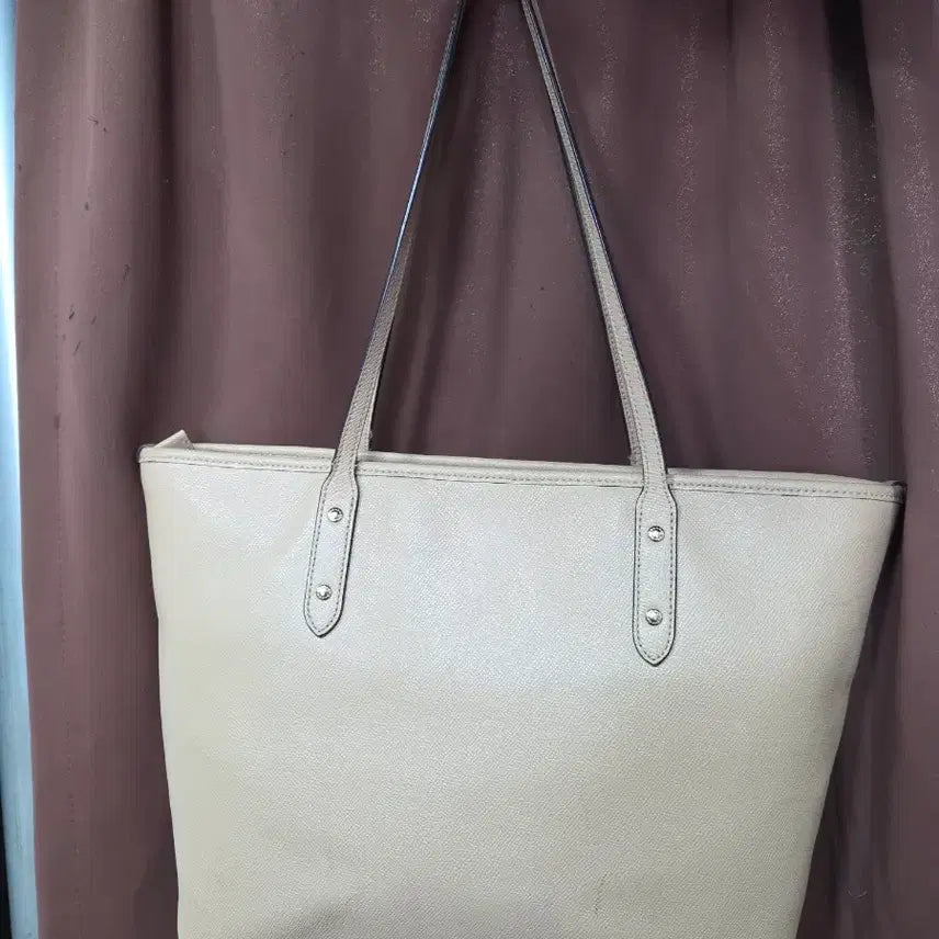 [BUNJANG] Coach Beige Leather Tote Bag / 코치 베이지 레더 쇼퍼백 토트백