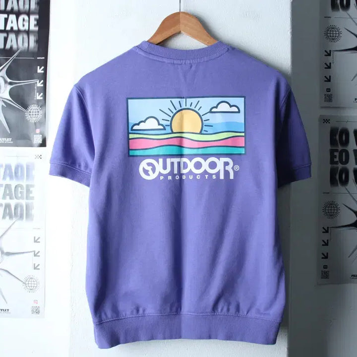 [BUNJANG] Outdoor Short Sleeve T-shirt (W(XS)) / W(XS) 아웃도어 반팔 티셔츠 연보라 빅로고 스웻 헤비-18310