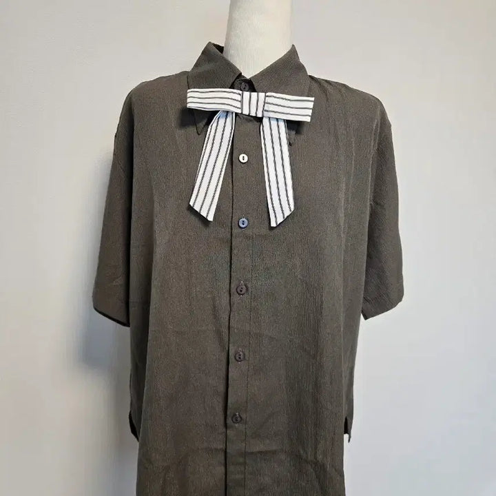 [BUNJANG] L Ribbon Tie Short-Sleeve Shirt / (L)리본타이 반팔 셔츠