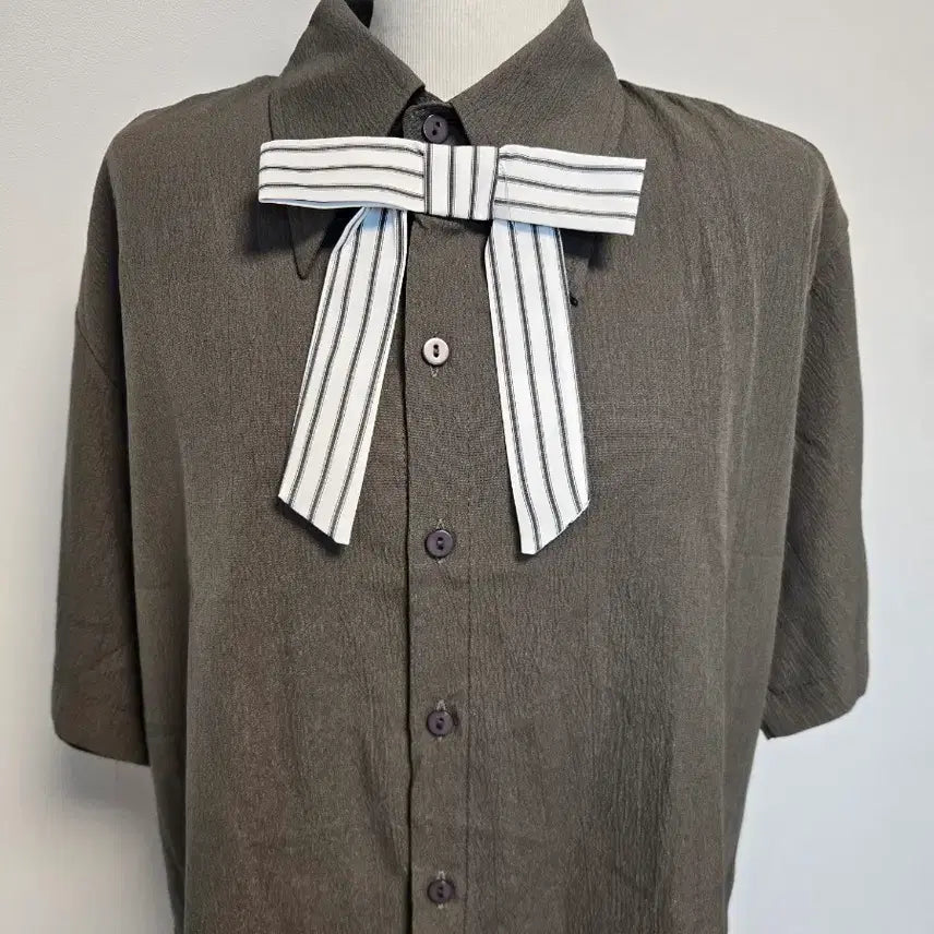 [BUNJANG] L Ribbon Tie Short-Sleeve Shirt / (L)리본타이 반팔 셔츠