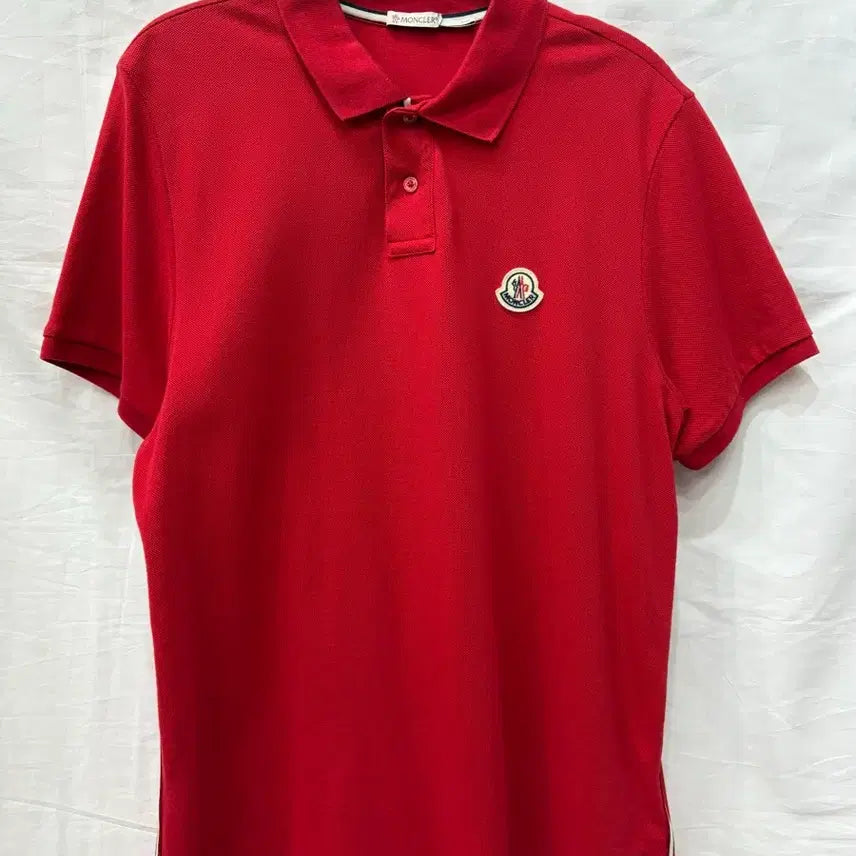 [BUNJANG] Moncler Red Short Sleeve Polo Shirt / 몽클레어 레드 색상 반팔 카라티L/95~100(정품)