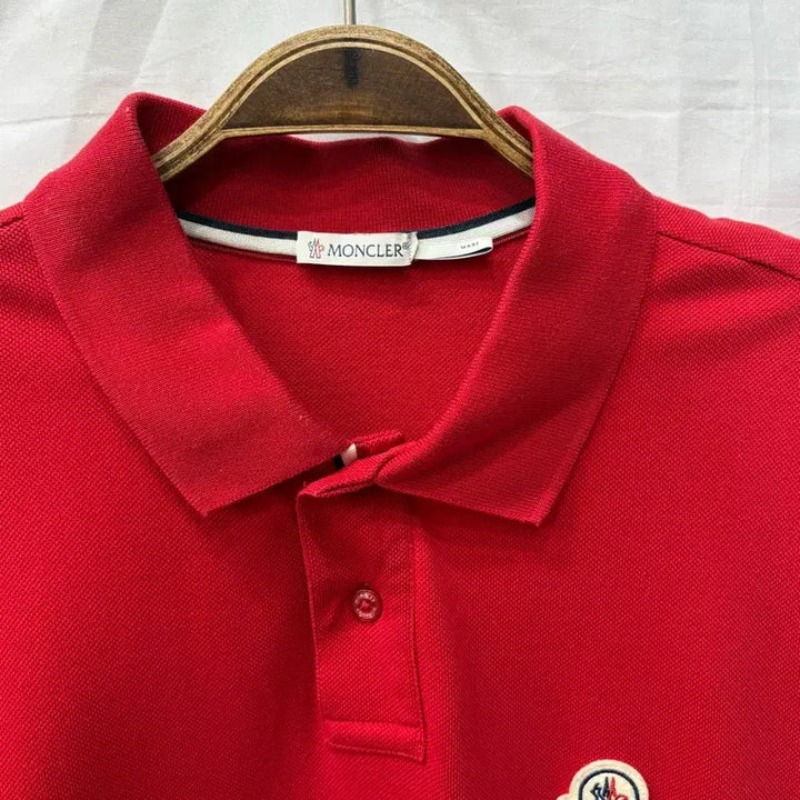 [BUNJANG] Moncler Red Short Sleeve Polo Shirt / 몽클레어 레드 색상 반팔 카라티L/95~100(정품)