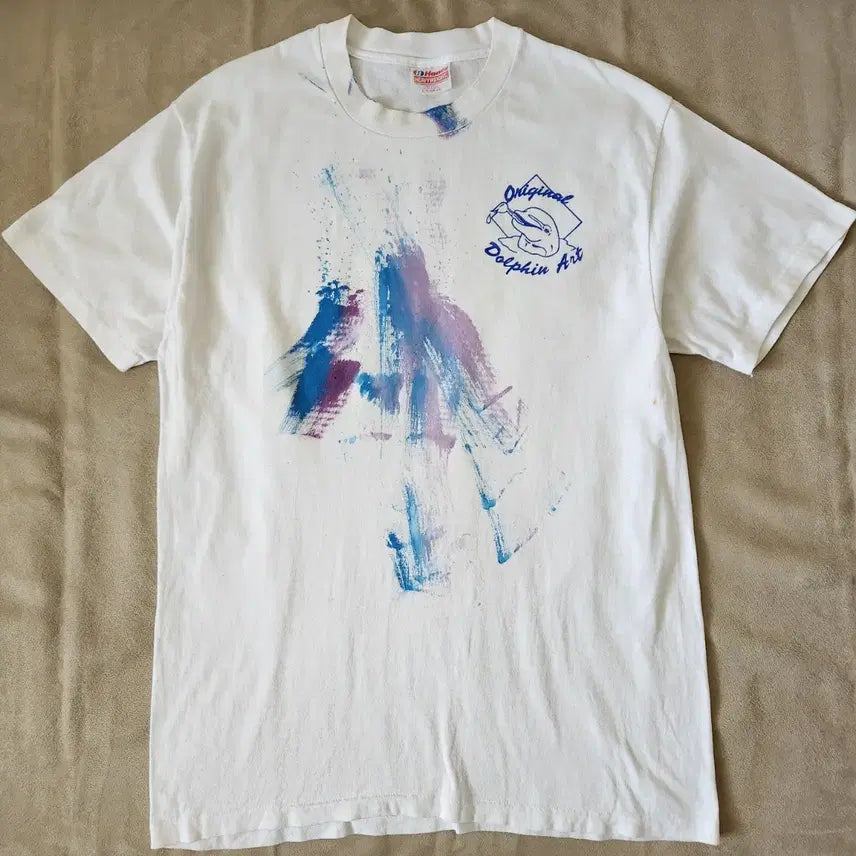 [BUNJANG] Hanes Dolphin Art T-shirt (L) / 90s 빈티지 USA Hanes 헤인즈 Dolphin Art 티셔츠 L