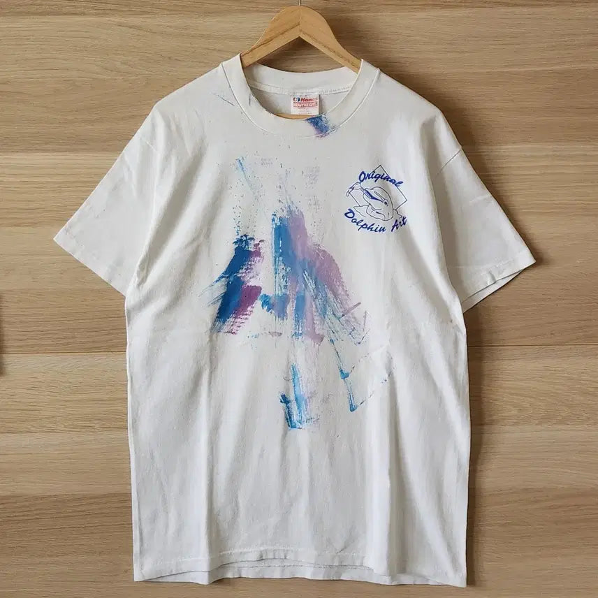 [BUNJANG] Hanes Dolphin Art T-shirt (L) / 90s 빈티지 USA Hanes 헤인즈 Dolphin Art 티셔츠 L