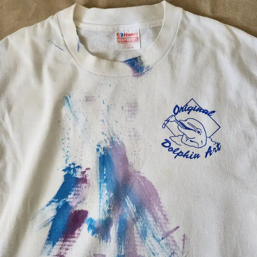 [BUNJANG] Hanes Dolphin Art T-shirt (L) / 90s 빈티지 USA Hanes 헤인즈 Dolphin Art 티셔츠 L