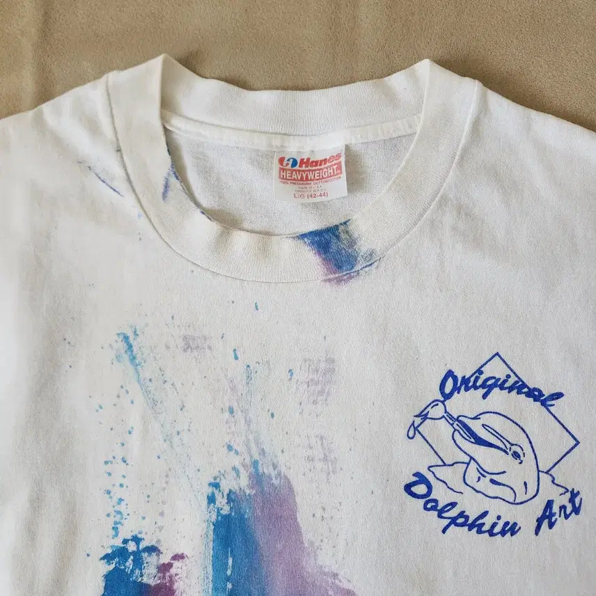 [BUNJANG] Hanes Dolphin Art T-shirt (L) / 90s 빈티지 USA Hanes 헤인즈 Dolphin Art 티셔츠 L