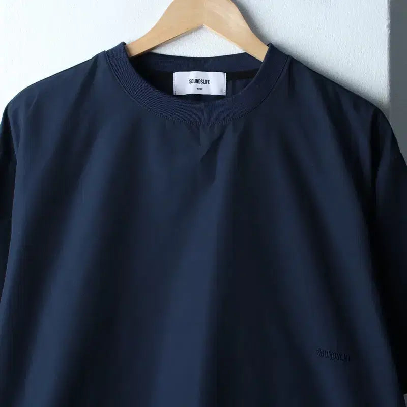 [BUNJANG] Sounds Life Navy String Woven T-shirt / (M-XL) 사운즈라이프 반팔 티셔츠 네이비 스트링 우븐 무지-18311