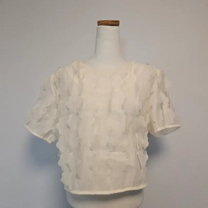 [SOLD OUT] (M)아이보리 플라워 장식 반팔 블라우스