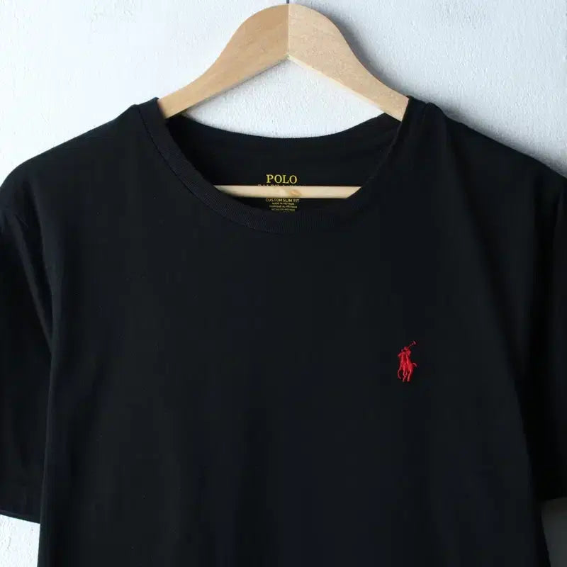 [BUNJANG] Polo Ralph Lauren Black Solid T-shirt / (M-L) 폴로 랄프로렌 반팔 티셔츠 블랙 무지 레드포니-18315