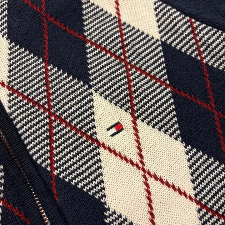 [BUNJANG] Tommy Hilfiger Argyle Knit Zip-Up Cardigan / [S] 타미힐피거 아가일 니트 집업 가디건