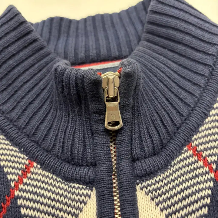 [BUNJANG] Tommy Hilfiger Argyle Knit Zip-Up Cardigan / [S] 타미힐피거 아가일 니트 집업 가디건