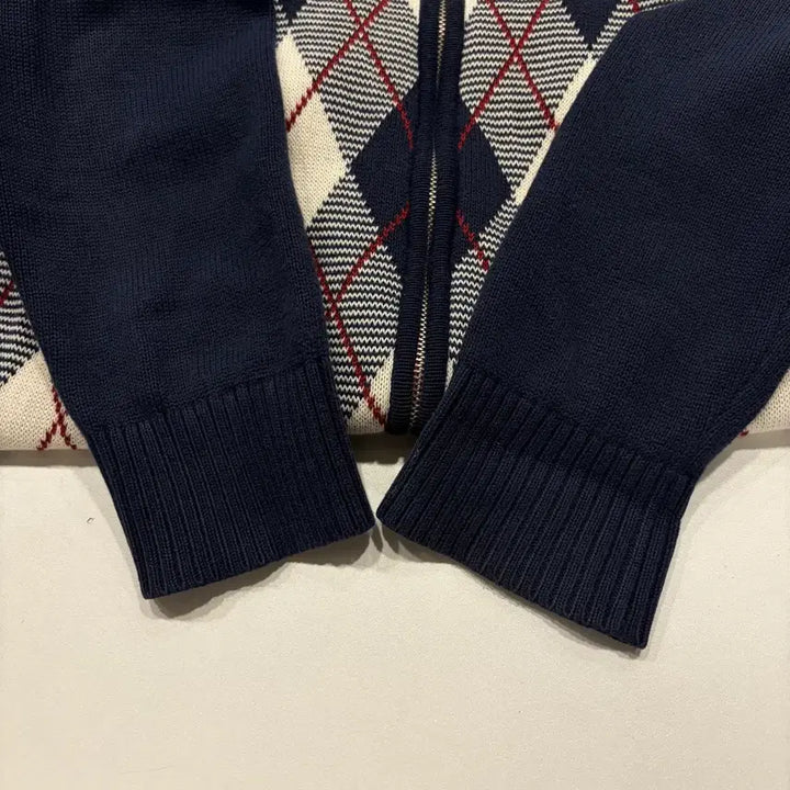 [BUNJANG] Tommy Hilfiger Argyle Knit Zip-Up Cardigan / [S] 타미힐피거 아가일 니트 집업 가디건