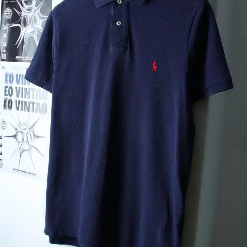 [BUNJANG] Polo Ralph Lauren Solid Navy Polo Shirt / (M-L) 폴로 랄프로렌 반팔 카라 티셔츠 네이비 무지-18318