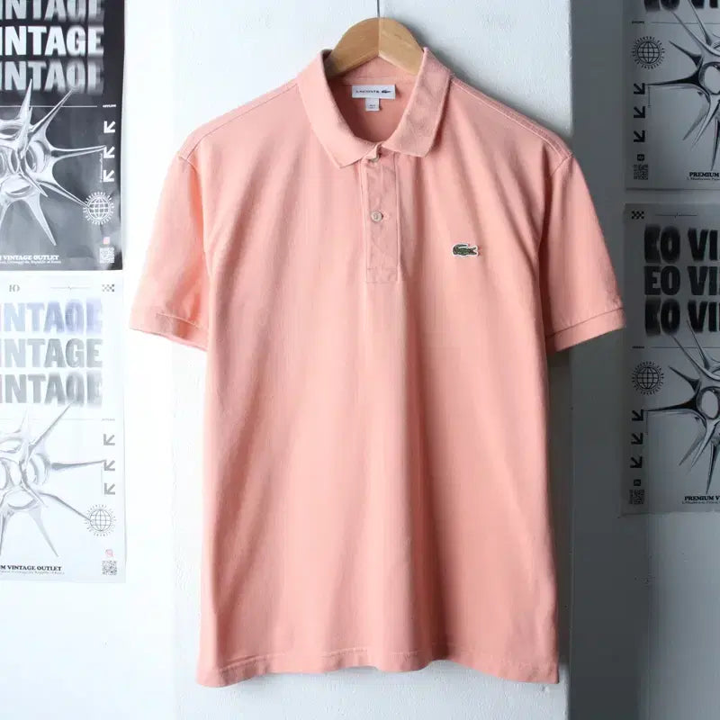 [BUNJANG] Lacoste Polo Shirt (L-XL) Small Logo Light Pink / (L-XL) 라코스테 반팔 카라 티셔츠 스몰로고 연핑크-18319