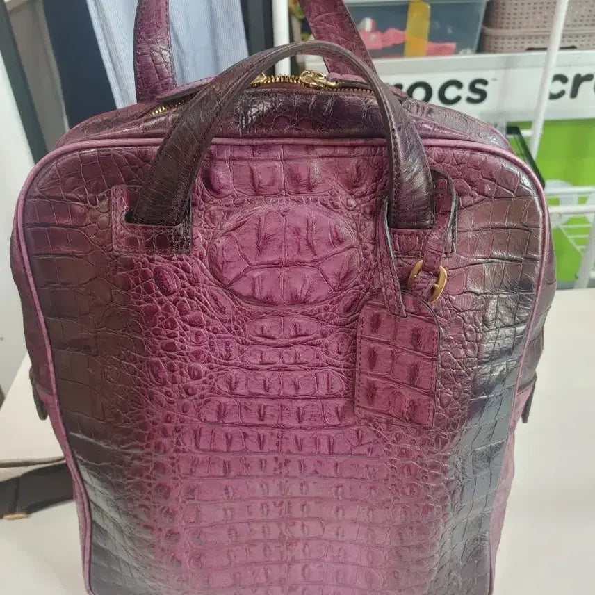 [BUNJANG] Linuoi Crocodile Leather Backpack / 리누이 보라색 크로커다일 가죽 백팩판매합니다