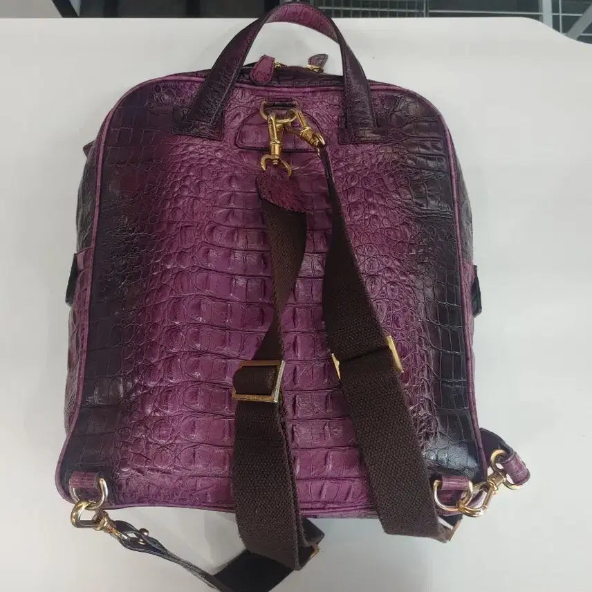 [BUNJANG] Linuoi Crocodile Leather Backpack / 리누이 보라색 크로커다일 가죽 백팩판매합니다