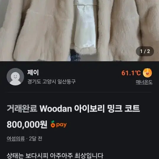 [BUNJANG] Woodan Black Mink Coat / Woodan 모피