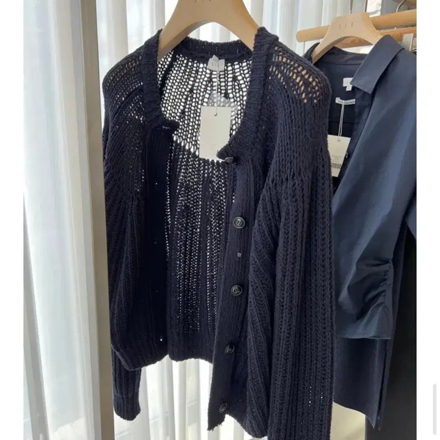 [SOLD OUT] 시에 SIE 네이비 네트 니트 가디건