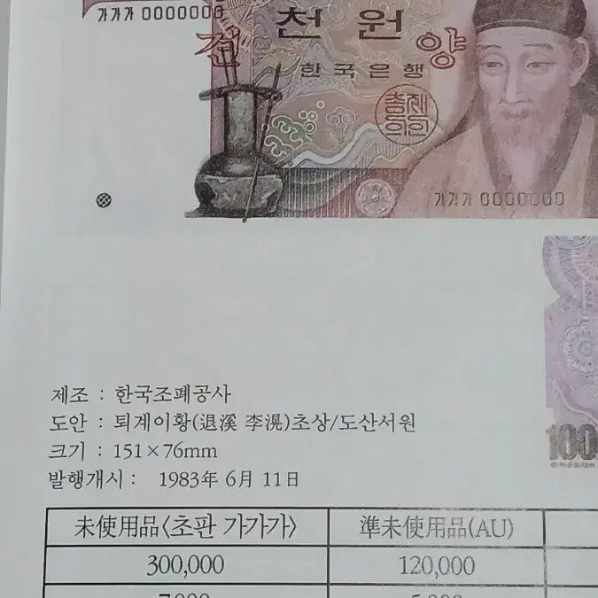 [BUNJANG] Korean Banknote First Edition (Ttong-Don) / 희귀지폐 한국은행 초판 (일명똥돈) 가가가 00포인트