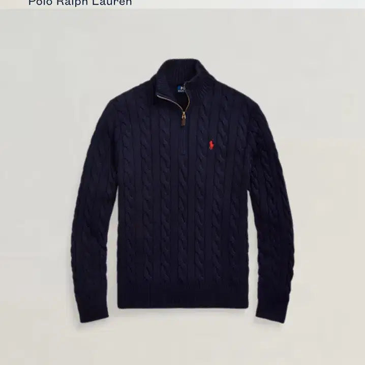 [BUNJANG] Polo Ralph Lauren Black Cable Knit Zip-Up / 정품 폴로 랄프로렌 블랙 케이블 니트 반집업