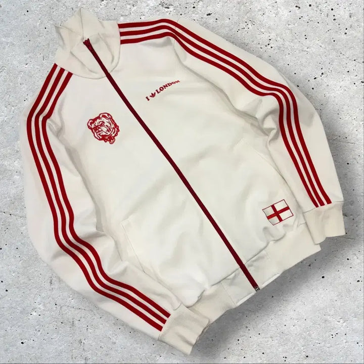 [BUNJANG] Adidas London Track Top Jersey Jacket White/Red / [95] 06s 아디다스 런던 트랙탑 져지 집업 화이트/레드