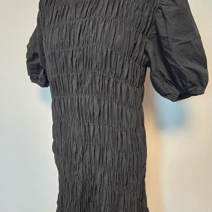 [BUNJANG] LAP Black Shirred Short Sleeve Long Dress / (free)LAP블랙 셔링 반팔 롱 원피스