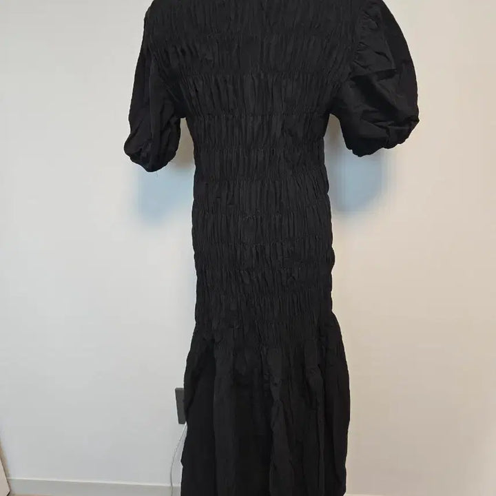 [BUNJANG] LAP Black Shirred Short Sleeve Long Dress / (free)LAP블랙 셔링 반팔 롱 원피스