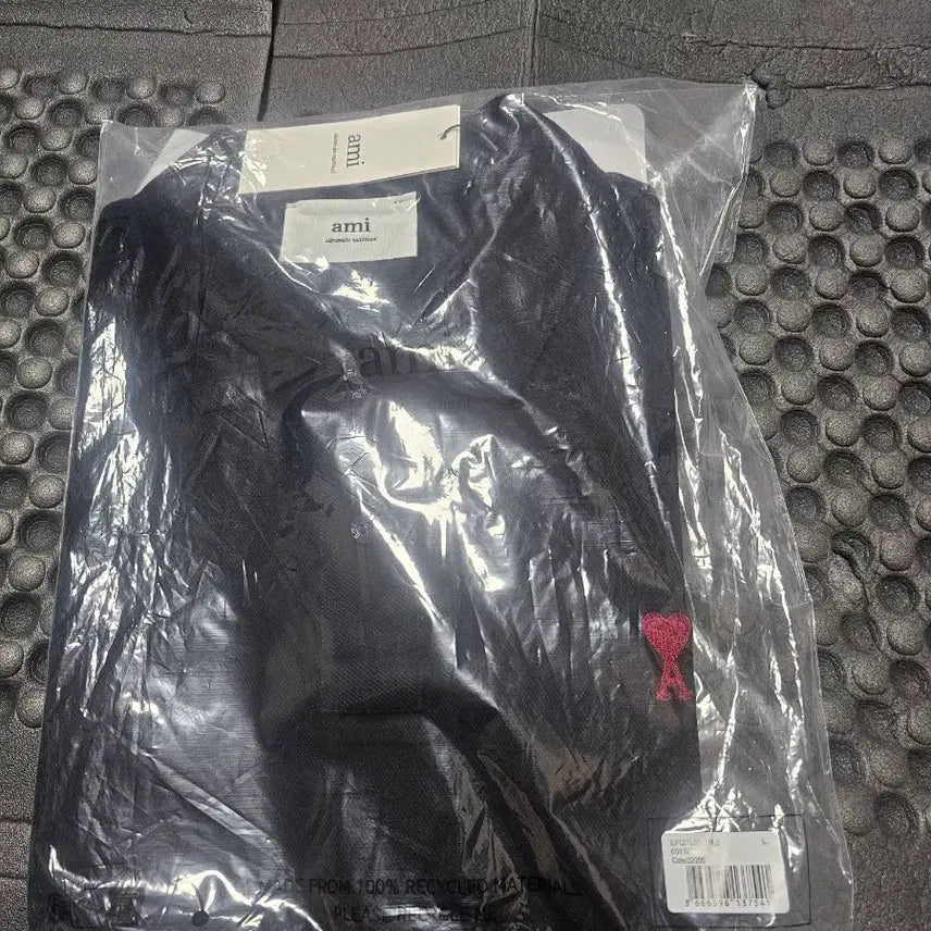 [BUNJANG] AMI Small Heart Black Polo Shirt L / 아미 스몰 하트 블랙 반팔카라티 L