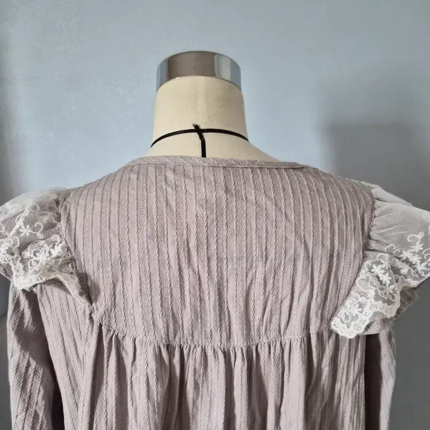 [BUNJANG] Cotton Lace Detail Sleep Dress / 면 원피스 잠옷