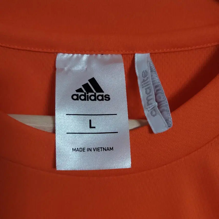 [BUNJANG] Adidas Tri-Stripe Orange Functional Short Sleeve T-Shirt / (L) ADIDAS 아디다스 삼선 오렌지 기능성 반팔 티셔츠