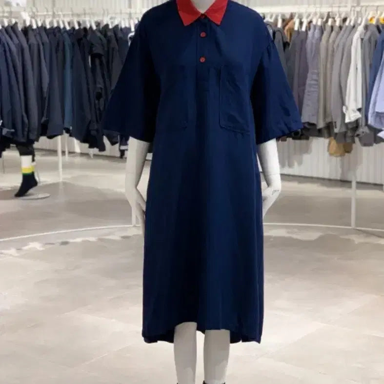 [SOLD OUT] 스튜디오톰보이 카라 컬러 포인트 린넨 원피스