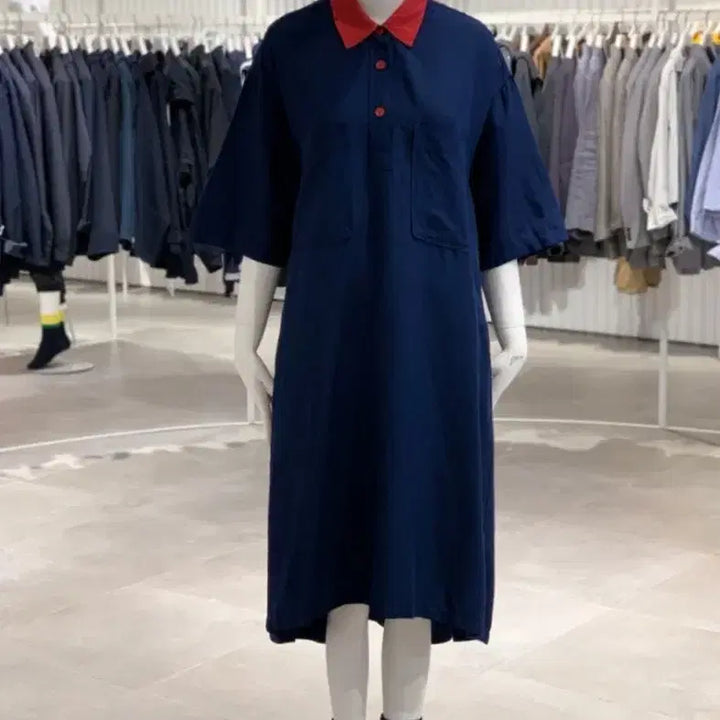 [SOLD OUT] 스튜디오톰보이 카라 컬러 포인트 린넨 원피스