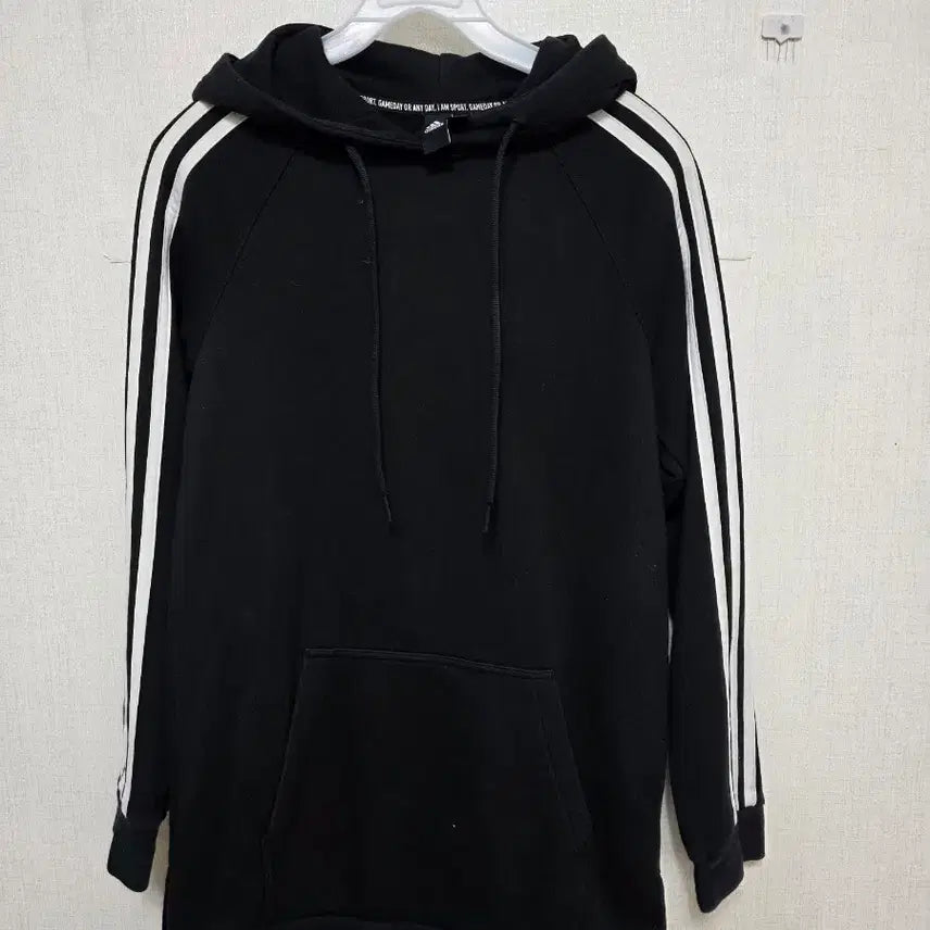 [BUNJANG] Adidas Tri-Stripe Long Hoodie Black / 아디다스 삼선 롱후드티 블랙