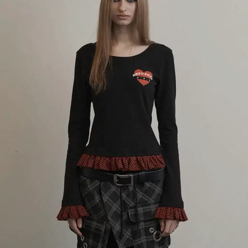 [BUNJANG] SetupExe Check Frill Top / 셋업이엑스이 체크 프릴 탑 CHECK FRILL TOP