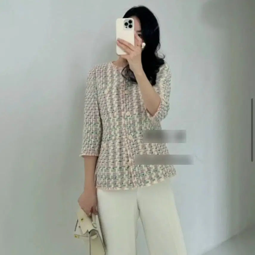 [SOLD OUT] ( 새상품 ) 믹스 7부 트위드 자켓