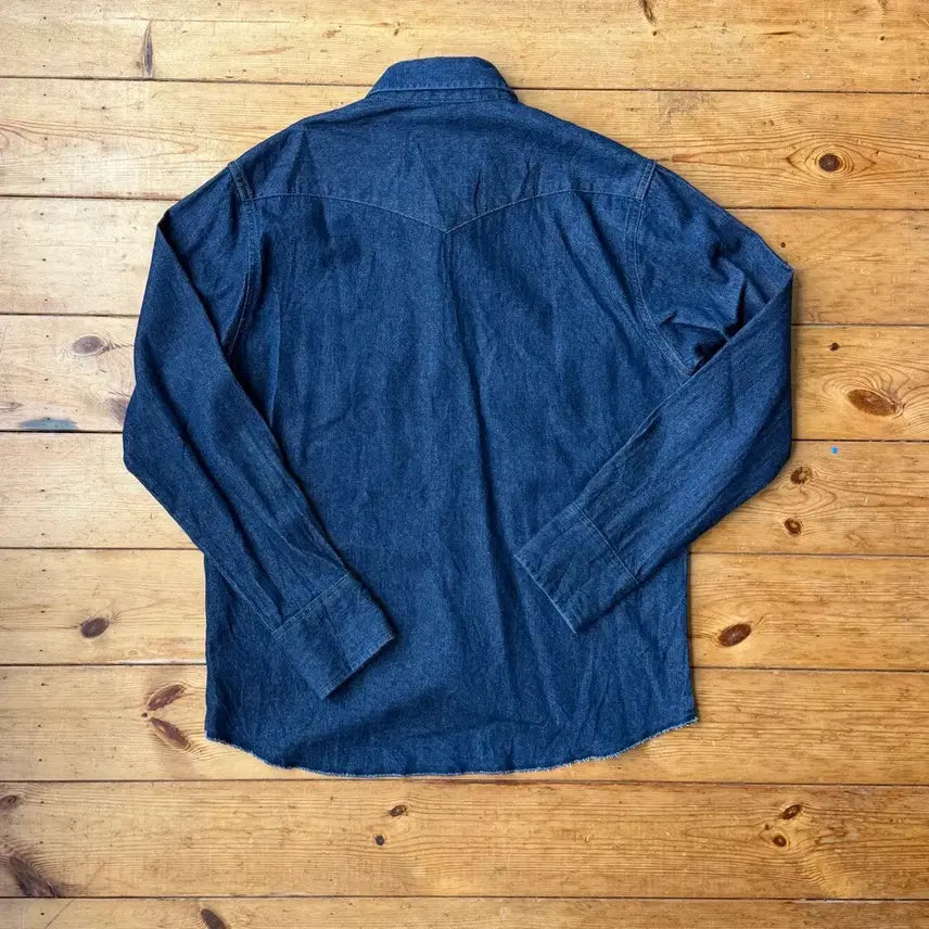 [BUNJANG] Wrangler WM1827 Cut-Off Western Denim Shirt / 랭글러 웨스턴 데님셔츠 (컷오프 디테일)