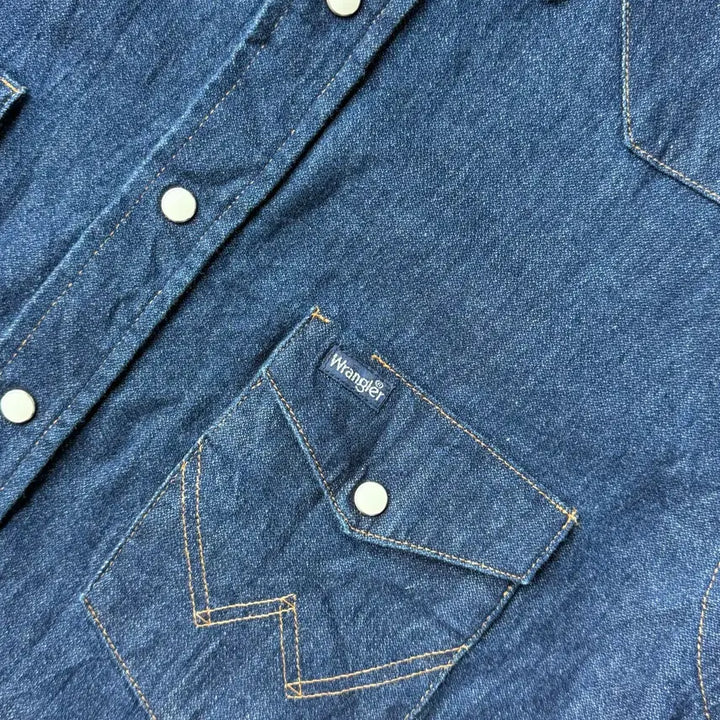 [BUNJANG] Wrangler WM1827 Cut-Off Western Denim Shirt / 랭글러 웨스턴 데님셔츠 (컷오프 디테일)