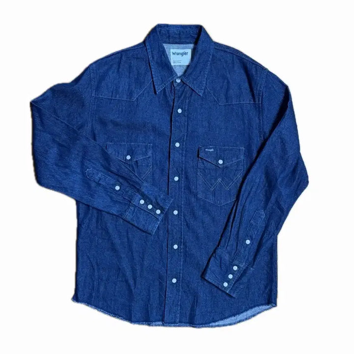 [BUNJANG] Wrangler WM1827 Cut-Off Western Denim Shirt / 랭글러 웨스턴 데님셔츠 (컷오프 디테일)