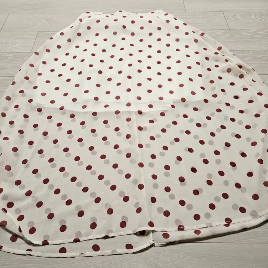 [BUNJANG] Waterdrop Dot Pleated Long Skirt Set / 물방울 도트 롱 스커트 아이보리/화이트 플리츠 55 사이즈 2벌