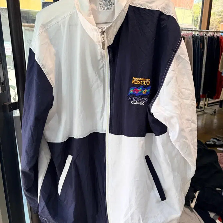 [BUNJANG] Sina Cova Windbreaker Jacket XL Navy/White / 시나코바 바람막이 XL 네이비/화이트