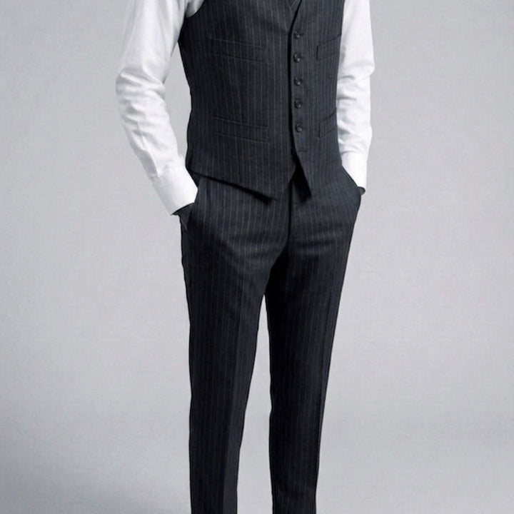 [BUNJANG] MTO Vitale Barberis Canonico Dark Gray Stripe Vest / MTO / 이태리 까노니꼬 다크그레이 스트라이프 베스트 / 100-103