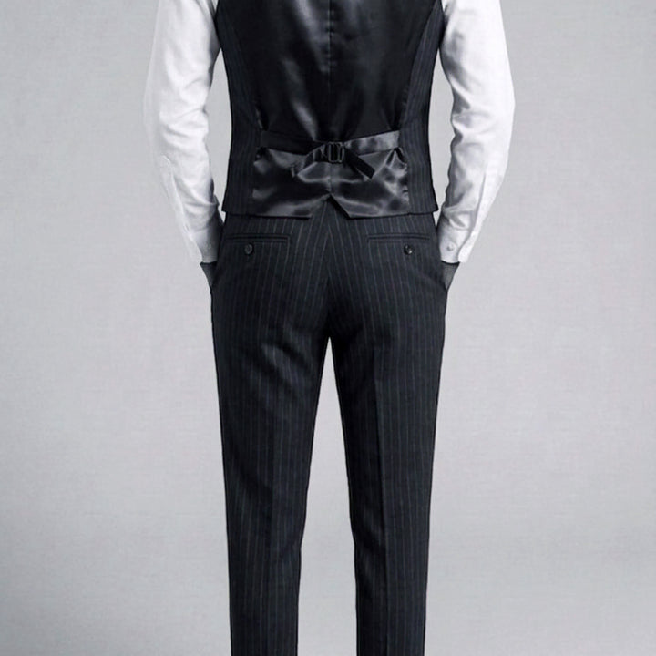 [BUNJANG] MTO Vitale Barberis Canonico Dark Gray Stripe Vest / MTO / 이태리 까노니꼬 다크그레이 스트라이프 베스트 / 100-103