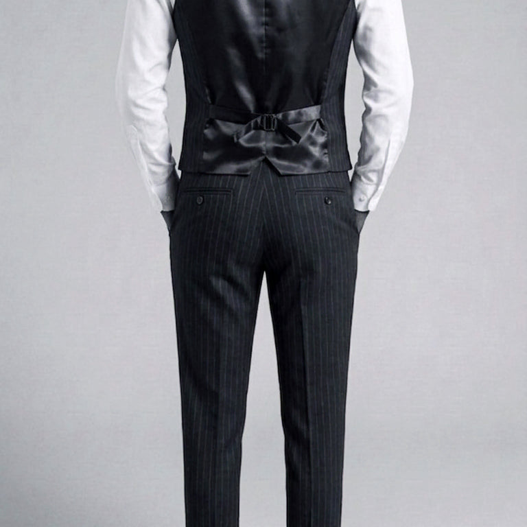 [BUNJANG] MTO Vitale Barberis Canonico Dark Gray Stripe Vest / MTO / 이태리 까노니꼬 다크그레이 스트라이프 베스트 / 100-103