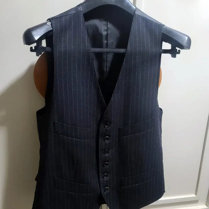[BUNJANG] MTO Vitale Barberis Canonico Dark Gray Stripe Vest / MTO / 이태리 까노니꼬 다크그레이 스트라이프 베스트 / 100-103