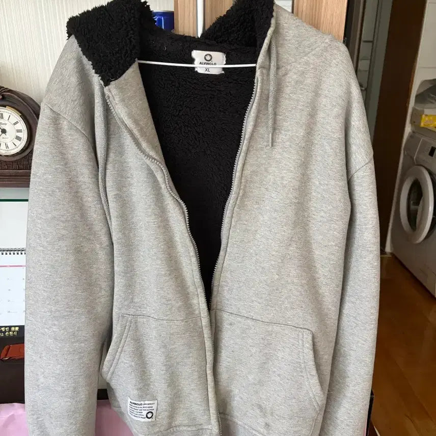 [BUNJANG] Fleece Lined Hoodie (Gray) - XL Size / 안감 털달린 후드티